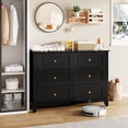 thumbnail image 3 of Spacious 6 Drawer Dresser for Bedroom - Modern Wooden Storage Cabinet with Deep Drawers & Metal Knobs - Wide Organizer for Closet, Nursery, Living Room, Entryway - Black, 3 of 7