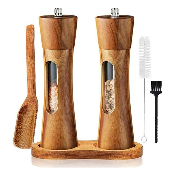 Molinillo de Pimienta Molinillo de Sal y Pimienta de Madera Molinillo de Sal Manual Molinillo de con Molinillo de Cerámica Ajustable para de Sal de Pimienta