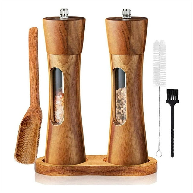 Molinillo de Pimienta Molinillo de Sal y Pimienta de Madera Molinillo de Sal Manual Molinillo de con Molinillo de Cerámica Ajustable para de Sal de Pimienta