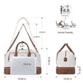 thumbnail image 3 of Bolsa de lona CLUCI Weekender para mujer, color blanco y marrón, 3 of 7