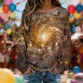 thumbnail image 2 of DHFJKG Long Sleeve Shirts For Women Sweaters Galaxy Printed Knit Pullover Ribbed Casual Loose Fit Crewneck Soft Blouse Versatile Tops, 2 of 5