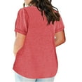 thumbnail image 4 of Qicasul Women T-Shirts for Female Fashion Top Color Block Gradient Print V Neck Top Shirt Short Sleeve Shirt Casual Loose Top Blouse Watermelon Red M, 4 of 6