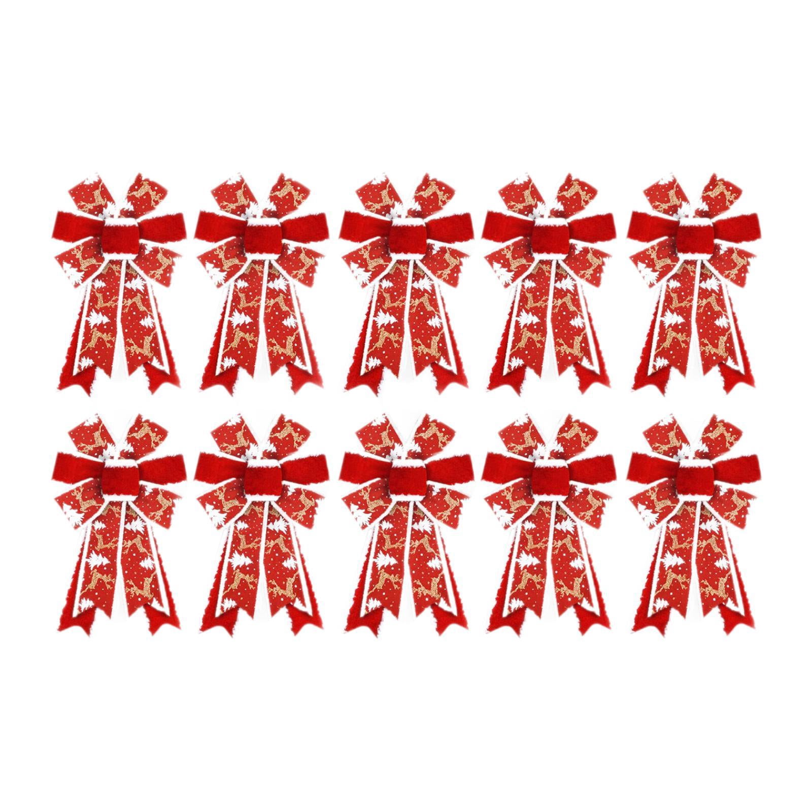 Sharprepublic 10 Pieces Christmas Ribbon Bows DIY for Treat Bags Valentine's Day Christmas
