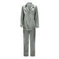 thumbnail image 3 of HNMKIU Soft Matching Family Pajamas Set with Buttons Long Sleeve Solid Color Family Casual Wear Home Sleepwear Grey,Women:S, 3 of 10