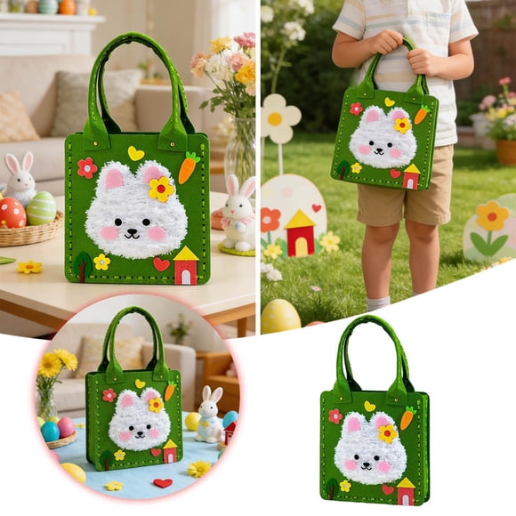 ERK Easter Decor Easter Bunny Tote Non Woven Fabric Suitable For Schools Classrooms Kindergartens Preschools Travel And Shopping.