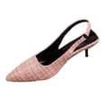 thumbnail image 6 of Slingback Sandals for Women Pointed Closed Toe Stiletto Heels Elastic Strap Slip on Wedding Party Dress Shoes Pink Size 5, 6 of 6