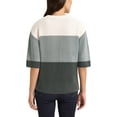 thumbnail image 3 of Matty M Women's Elbow Sleeve Colorblock Sweater - Elbow Length Wide Sleeves - Drop Shoulder (Taupe/XX-Large), 3 of 4