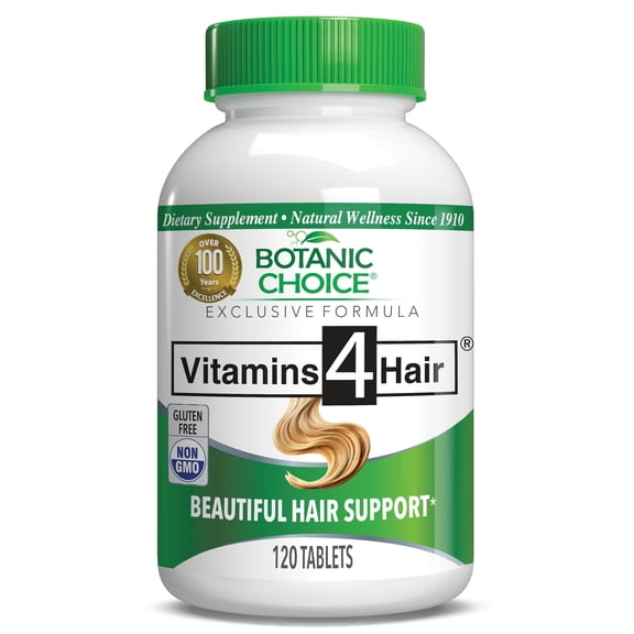 Botanic Choice Vitamins 4 Hair Health Support, Traditional Hair Wellness Supplement, 120 Tablets