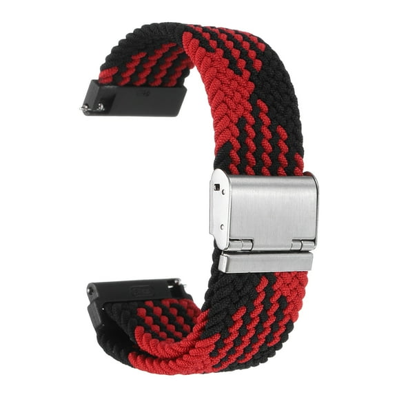 Uxcell 24mm Nylon Braided Watch Bands with Stainless Steel Buckle, Black Red