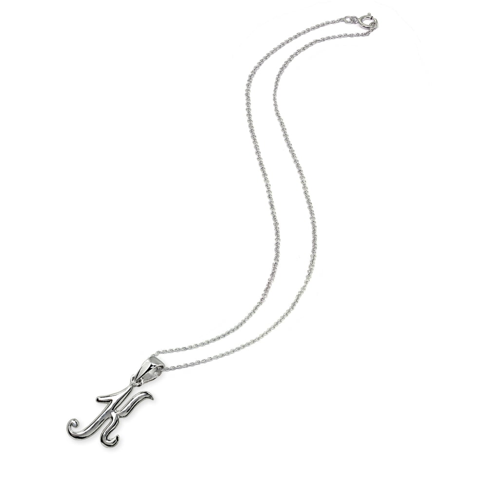K Letter Initial Alphabet Name Personalized 925 Sterling Silver Pendant Necklace