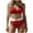 Z1 Red, variant on Women's Solid Color Padded Wireless Halter Tie 2 Piece Bikini Set Triangle Bottom Bathing Suit for Beach Vacation