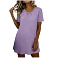thumbnail image 4 of Sleep Wear Dress for Women New Summer Round Neck Nightgown for Women Loose Fits Pleated Short Sleeve Nightdress Soft Comfy Home Sleepdress, 4 of 9