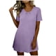 thumbnail image 5 of TaTaai Women's Summer Casual Fashion Solid Crew Neck Short Sleeve Mini Nightgown Soft Comfortable Short Dress Gift, 5 of 9
