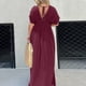 thumbnail image 5 of Vestido largo sexy con abertura y cuello en V para mujer: tejido ligero y fluido, corte holgado, adecuado para fiestas, citas y vacaciones, disponible en varias tallas., 5 of 5