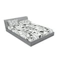 thumbnail image 2 of Ambesonne Floral Fitted Sheet & Pillow Sham Set, Leaves Twirls Swirls Bud, Queen, Black and White, 2 of 2