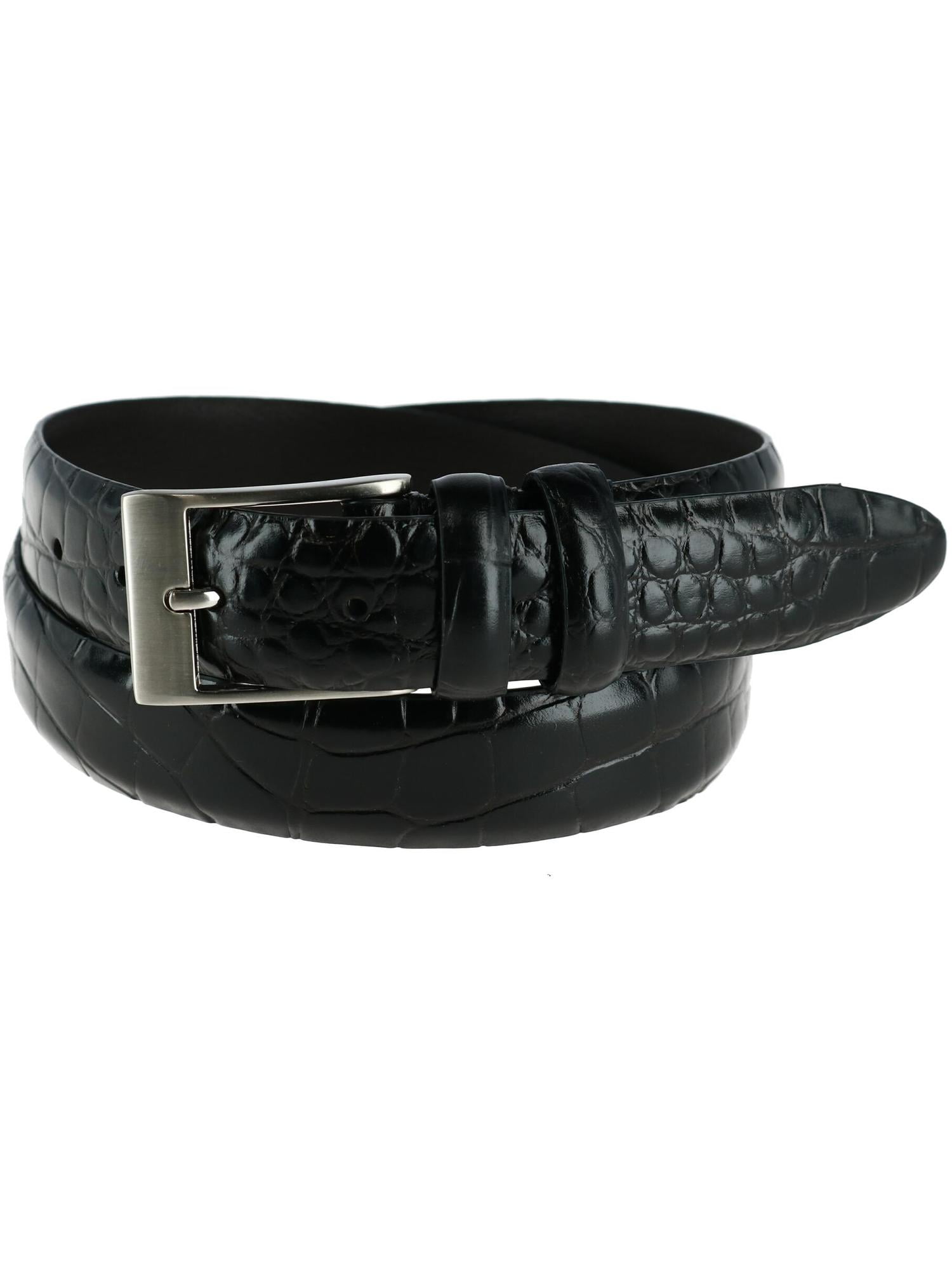 8958 Women\'s Croc Print Center Bar Buckle Belt, Large, Black CTM Croc Print Center Bar Buckle Belt (Women) - Walmart.com main image 2