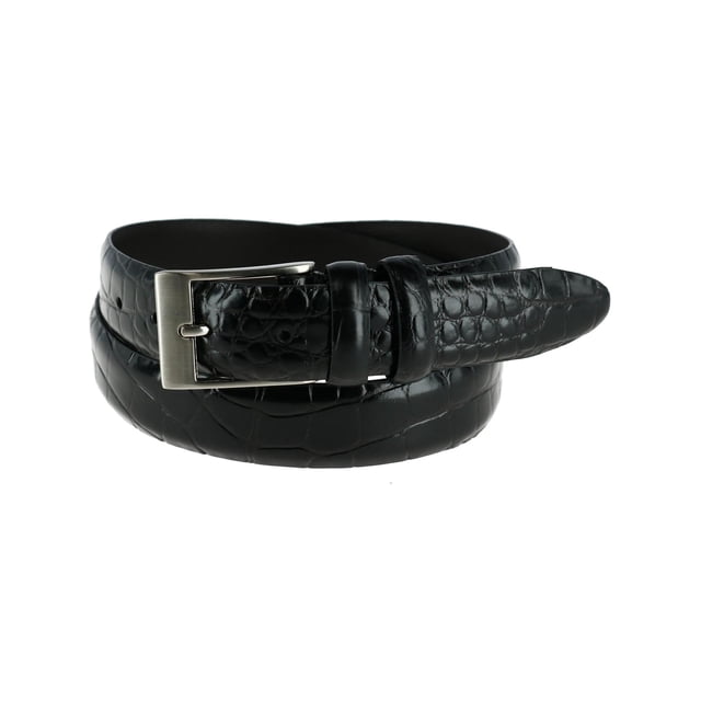 CTM® 1.25 Inch Wide Embossed Leather Croc Print Belt (Men's)