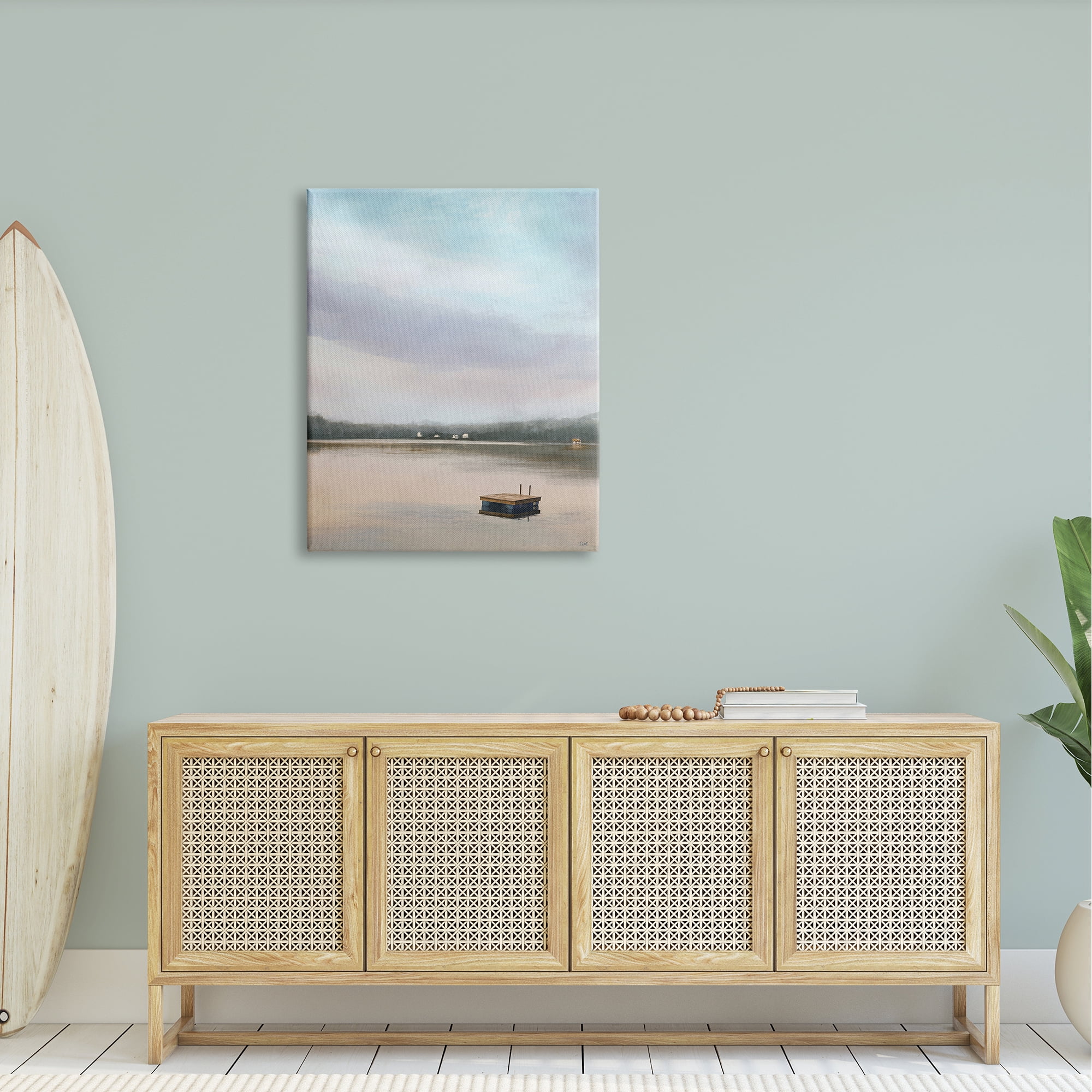 Stupell Industries Lone Floating Dock Serene Lake View Pastel Sky Painting Gallery Wrapped Canvas Print Wall Art, Design by Amy Hall