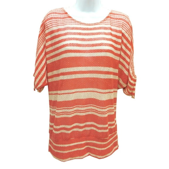 Style & co Coral Striped Cold Shoulder Slit Sleeve Knit Sweater, Women's Large