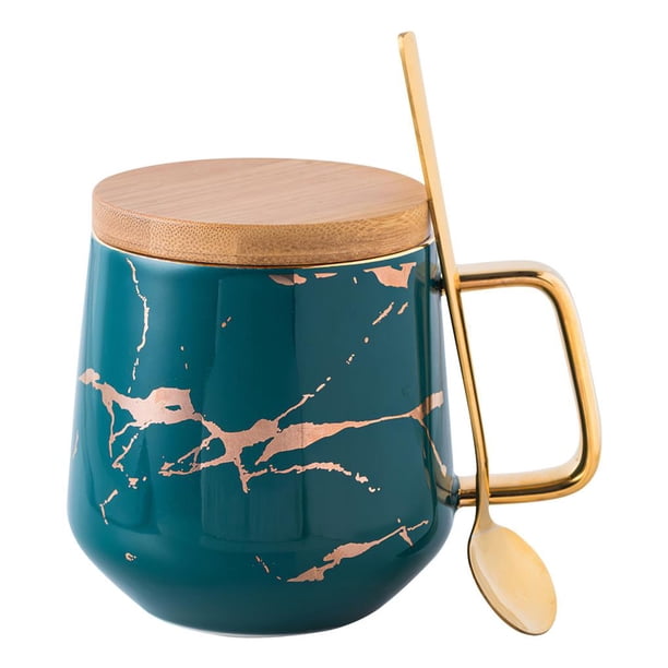 Toystoory Juego de tazas de café, taza de té de cerámica con textura Mable delicada con portavasos y cuchara, recipiente ergonómico para taza de té y Juegos de servir café y té No.2 Toystoory HA027281-02