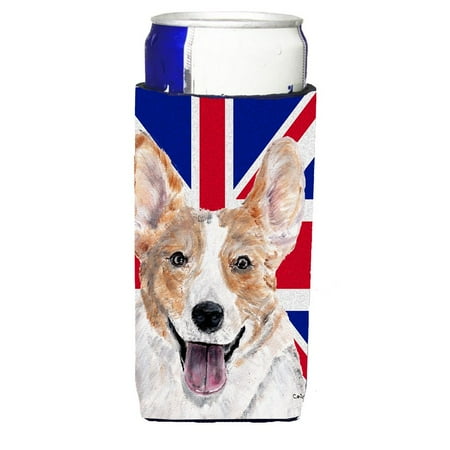 

Carolines Treasures SC9891MUK Cardigan Corgi with English Union Jack British Flag Ultra Hugger for slim cans Slim Can