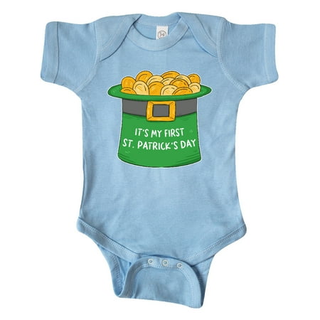 

Inktastic It s My 1st St. Patrick s Day with Green Top Hat and Gold Gift Baby Boy or Baby Girl Bodysuit