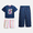 Blue Cove, variant on Wonder Nation Girls Graphic Tee with Shorts and Pants Pajama Set, 3 Piece, Sizes 4-18