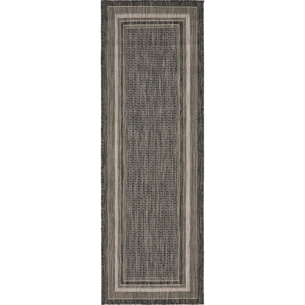 2' x 6' Black and Gray Solid Rectangular Outdoor Rug Runner Walmart