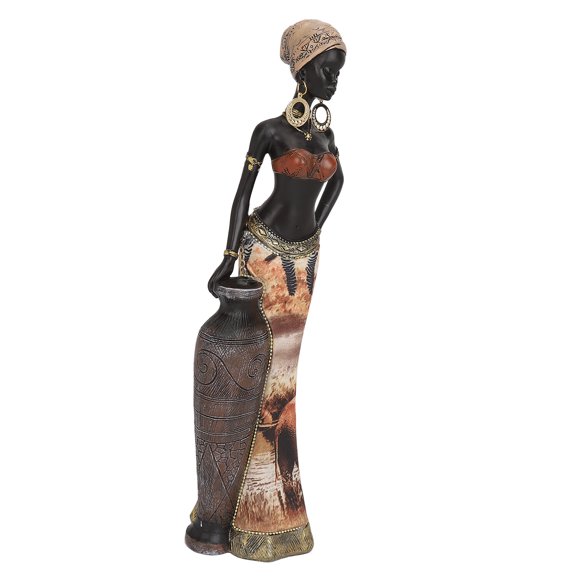 African Statue, Art Tribal Lady Statue Figure Sculpture Dress Standing Women Figurine Decor Vivid Colors, Resin Body Sculptures Decor Retro For Office Car Home Gifts Living Room