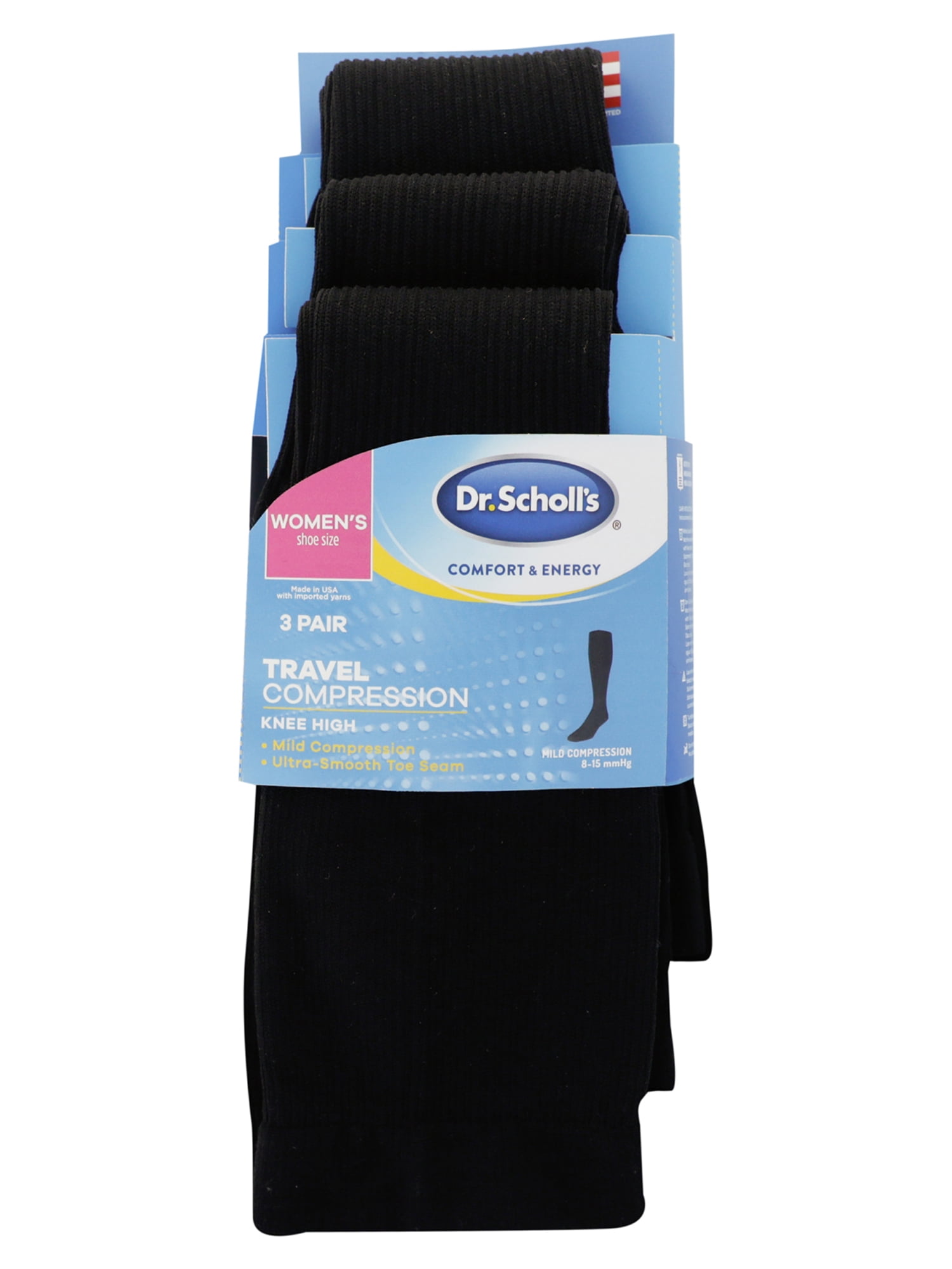 Dr. Scholl's Women's Travel Compression Knee High Socks 3 Pack 