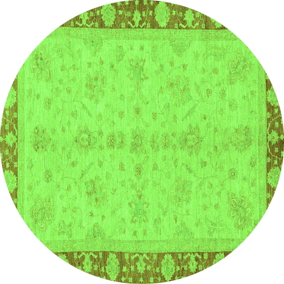 Ahgly Company Indoor Round Abstract Green Modern Area Rugs, 4' Round