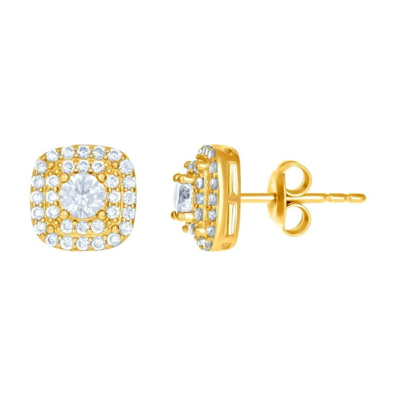 10k Yellow Gold Womens Cubic Zirconia Square Fashion Stud Earrings 9.2x9.2mm Wide Stud Earring for Women