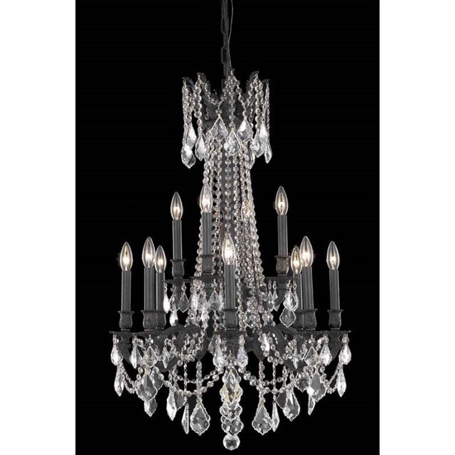 Elegant Lighting Rosalia 24" 12 Light Elements Crystal Chandelier