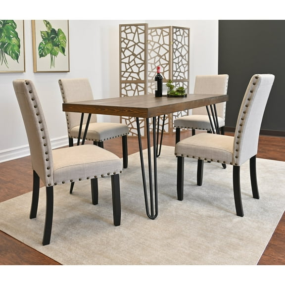 Newboti Furniture Amisos 5-Piece Dining Set, Hairpin Dining Table with 4 Chairs, 3 Color Options 74186
