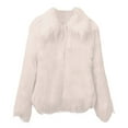 thumbnail image 4 of YDFCWXW Womens Fur Cropped Jacket Fluffy Open Front Long Sleeve Fashion Warm Shaggy Short Coat Outerwear White, XL, 4 of 5