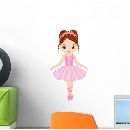Ballerina Wall Stickers Cute Little Ballerina Dancing Wall Decal Wallmonkeys Peel and Stick Decals for Girls (12 in H x 12 in W) WM502715 ()
