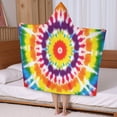 thumbnail image 5 of Tie Dye Rainbow Concentric Circles Pattern Hooded Bath Towel，50"x30" for Ages 3 To 12 Kids, Quick Dry Lightweight Soft Microfiber Hood Beach Towel Cover Up for Kids, 5 of 7