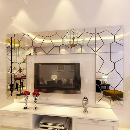 7 35pcs Self Adhesive 3d Acrylic Removable Mirror Tile Acrylic Mirror Sheets Mirror Decal Art Mural Wall Sticker Home Room Decor Diy Bedroom Home