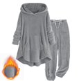 thumbnail image 6 of FAIWAD Plus Size Pajamas Set for Women Warm Fleece Plush Hoodie Tops and Drawstring Pants Fuzzy Loungewear for Winter, 6 of 6