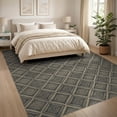 thumbnail image 3 of ODIKA 8'x10' Washable Area Rug Non-Shedding, Easy Care, Vintage Distressed Geometric Bands Faded Interlocking Abstract Grid Refined for King Size Bedroom Under Bed, Master Suite, 3 of 7