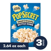 Pop Secret Popcorn, Sweet 'n Crunchy Kettle Corn Microwave Popcorn, 2.64 oz Sharing Bags, 3 Ct