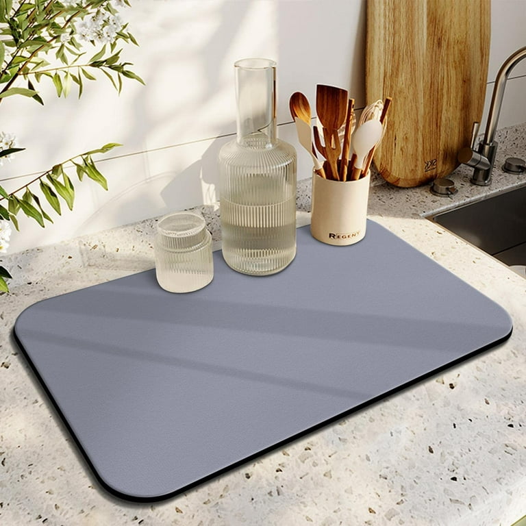Chrlaon Silicone Dish Drying Mat Easy Clean for Kitchen Counter or Sink Gray