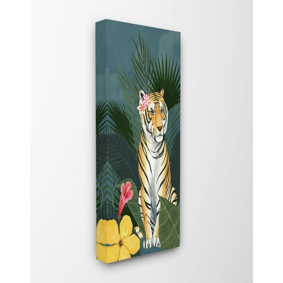 Stupell Home Décor Tiger Flowers Orange Pink Animal Painting Canvas Wall Art by Grace Popp