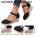 thumbnail image 5 of Womens Espadrilles Wedge Sandals Platform Cutout Closed Toe Adjustable Ankle Straps High Heeled Wedges Summer Lightweight Linen Dress Shoes Black Size 6.5, 5 of 7