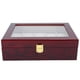 thumbnail image 1 of Caja expositor de relojes de madera con 10 rejillas, caja de almacenamiento para relojes con ventana transparente (rojo), 1 of 10