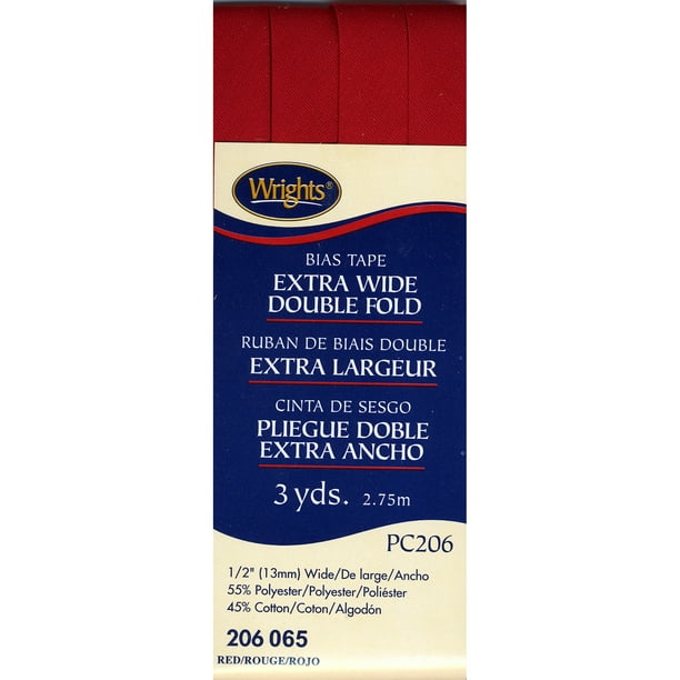Wrights 1/2"x3 Yd Extra Wide Double Fold Red Bias Tape