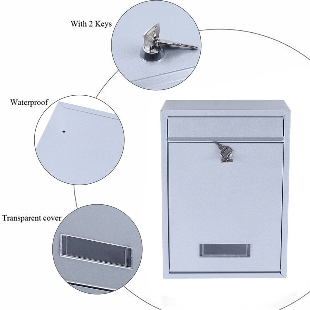 Boîte Aux Lettres Murale, Verrouillable Avec 2 Clés, Anthracite, Format