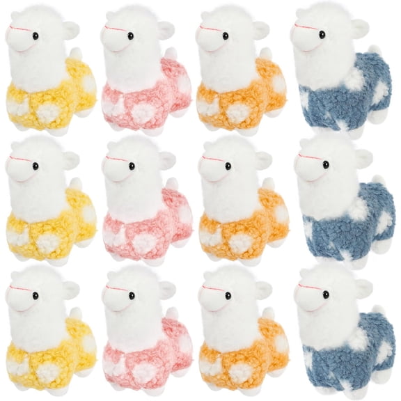12 piece set of alpaca plush toys - cute stuffed animal toys with detachable metal rings, suitable for parties, backpack charm and classroom rewards, Christmas gifts, birthday gifts