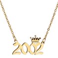 thumbnail image 2 of HEVIRGO Pendentif Numéro Collier Couronne Acier Inoxydable Chaîne Exquise Collier Femme Cadeau d'Anniversaire, Doré 2002, 2 of 10