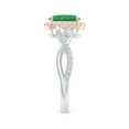 thumbnail image 3 of ANGARA Natural Oval 1.1 ct Emerald Twisted Vine Ring with Diamond Halo in 14K White & Rose Gold for Women (Size-8x6mm) | May Birthstone, Anniversary, Jewelry Gift for Women | Natural Emerald Ring, 3 of 9